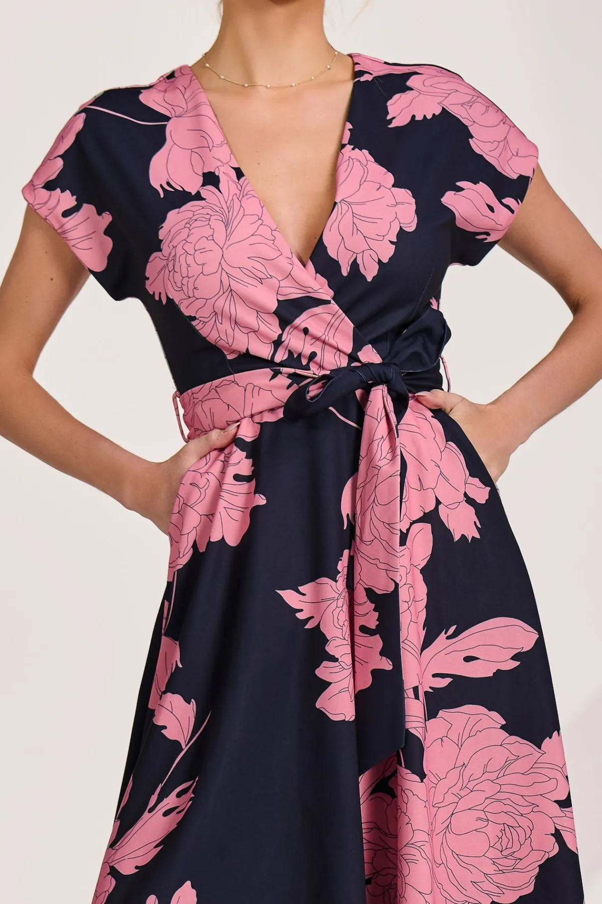 Jolie Moi Occasion Dresses|Wedding Guest-Kimono Sleeve Print Scuba Midaxi Dress, Pink Floral