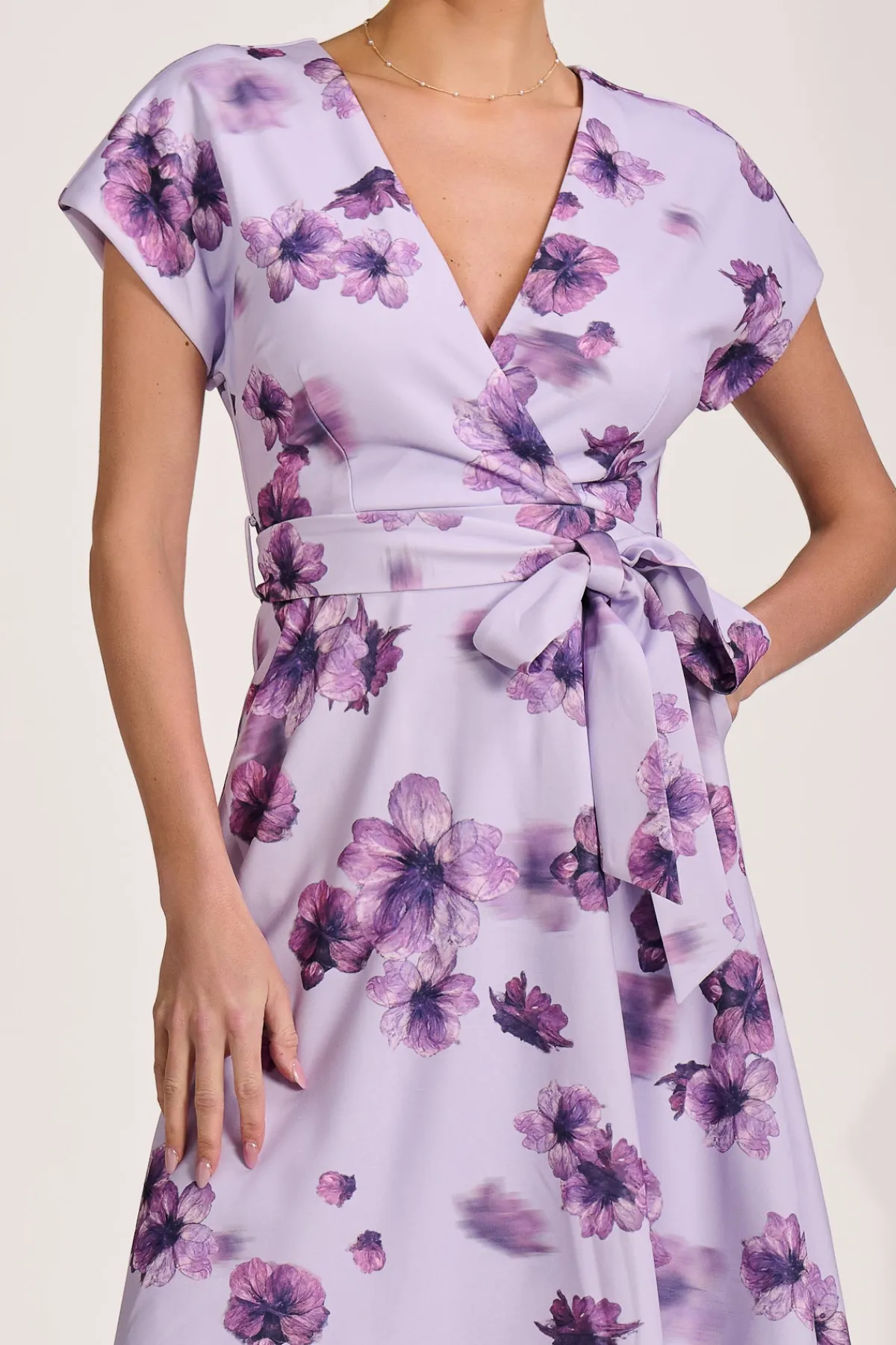 Jolie Moi Occasion Dresses|Wedding Guest-Kimono Sleeve Print Scuba Midi Dress, Pink Floral
