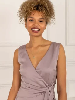 Jolie Moi Occasion Dresses|Sleeveless Dresses-Kyleigh Frill Hem Maxi Dress, Mauve Purple
