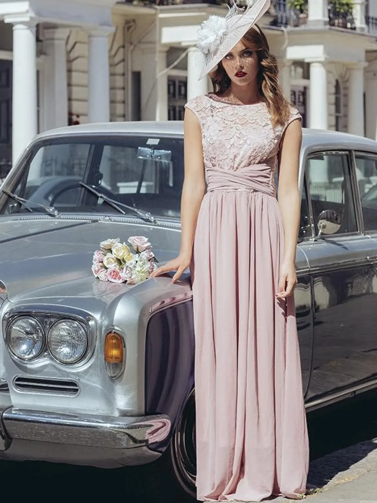 Jolie Moi Occasion Dresses|Sleeveless Dresses-Lace Bodice Chiffon Maxi Bridesmaid Dress, Mauve