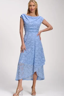 Jolie Moi Occasion Dresses|Sleeveless Dresses-Lace Sequin Embellished Midi Dress, Blue