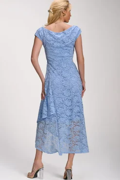 Jolie Moi Occasion Dresses|Sleeveless Dresses-Lace Sequin Embellished Midi Dress, Blue