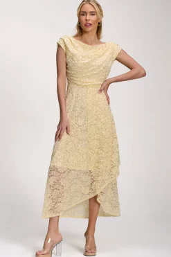 Jolie Moi Occasion Dresses|Sleeveless Dresses-Lace Sequin Embellished Midi Dress, Butter Yellow