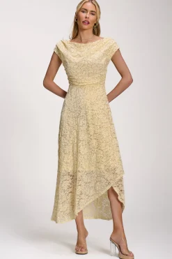 Jolie Moi Occasion Dresses|Sleeveless Dresses-Lace Sequin Embellished Midi Dress, Butter Yellow