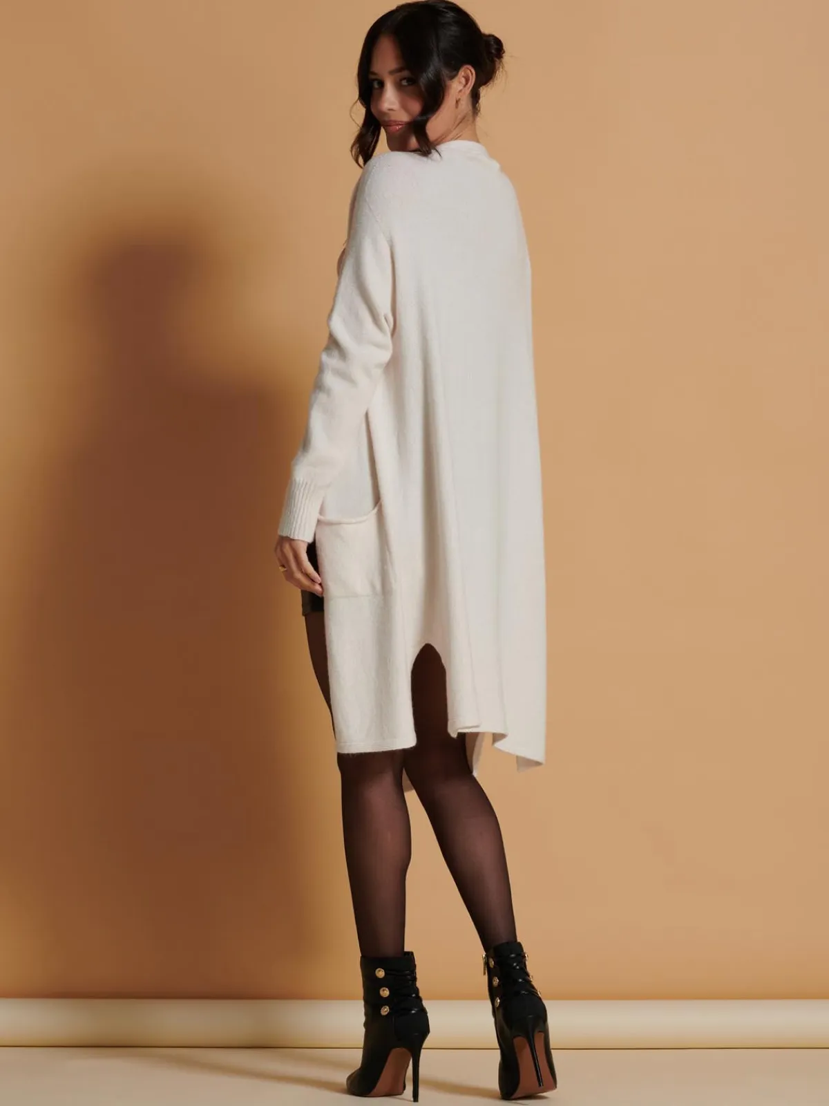 Jolie Moi Knitted Cardigan|Knitted Jumpers-Longline Soft Knitted Cardigan, Calce