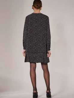 Jolie Moi Office Wear|Shirt Dresses-Long Sleeve Shirt Dress, Black Spot