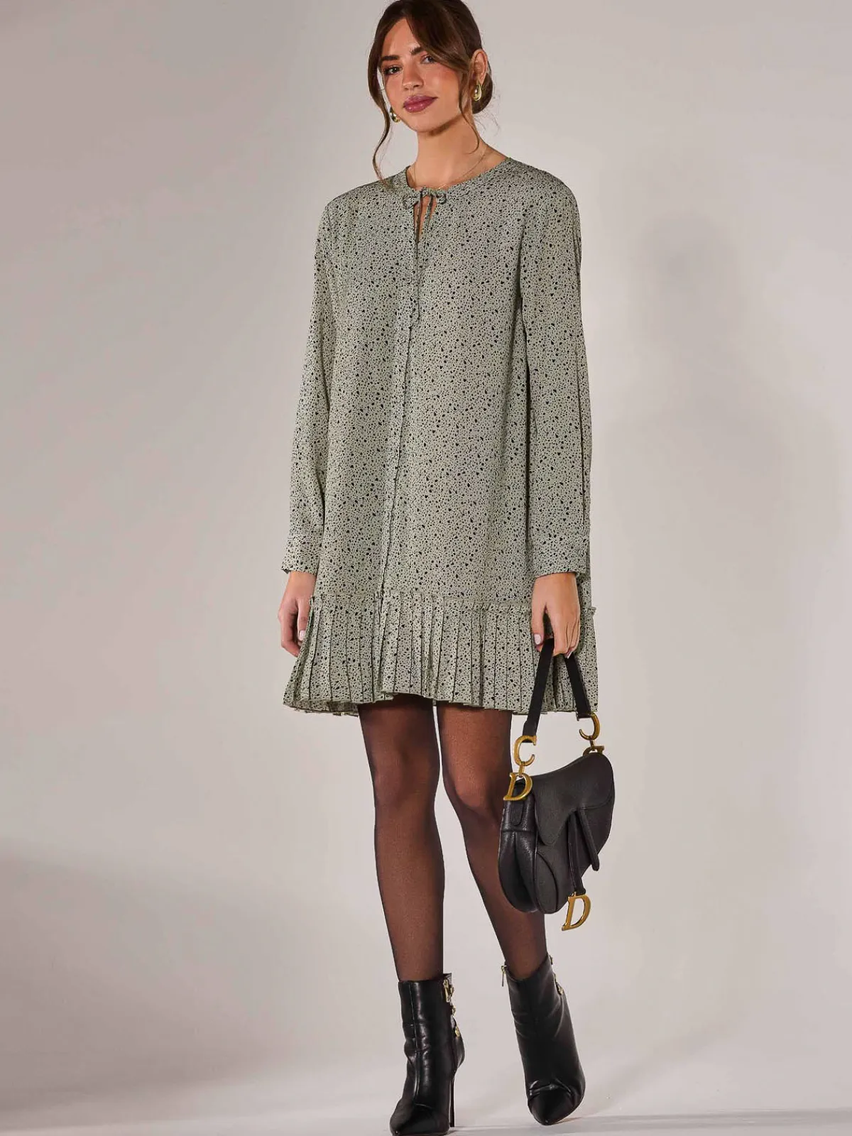 Jolie Moi Office Wear|Shirt Dresses-Long Sleeve Shirt Dress, Khaki Spot