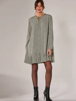 Jolie Moi Office Wear|Shirt Dresses-Long Sleeve Shirt Dress, Khaki Spot