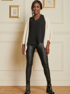 Jolie Moi Knitted Cardigan-Loose Fit Batwing Knitted Cardigan, Cream
