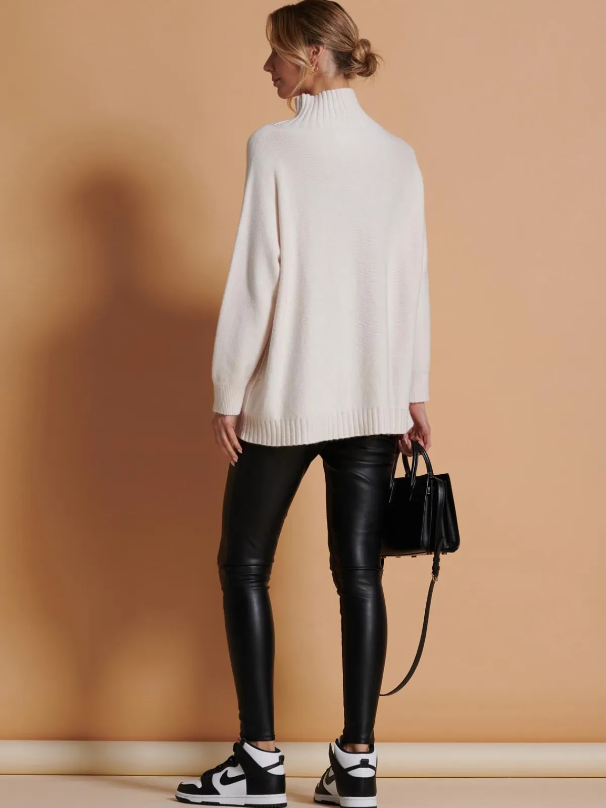 Jolie Moi Knitted Jumpers-Loose Fit High Neck Jumper, Calce