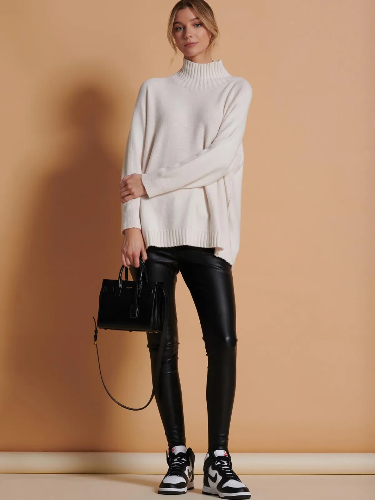 Jolie Moi Knitted Jumpers-Loose Fit High Neck Jumper, Calce