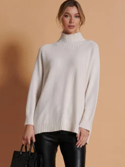Jolie Moi Knitted Jumpers-Loose Fit High Neck Jumper, Calce