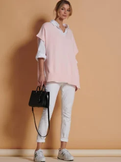 Jolie Moi Knitted Jumpers-Made in Italy Button Side Knitted Tabard, Baby Pink