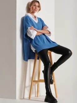 Jolie Moi Knitted Jumpers-Made in Italy Button Side Knitted Tabard, Grapemist