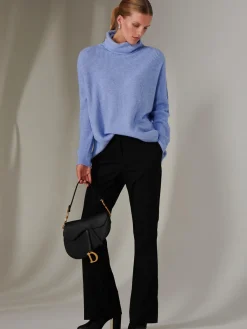 Jolie Moi Knitted Jumpers-Made In Italy Rib Knitted Roll Neck Jumper, Grapemist