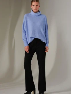 Jolie Moi Knitted Jumpers-Made In Italy Rib Knitted Roll Neck Jumper, Grapemist