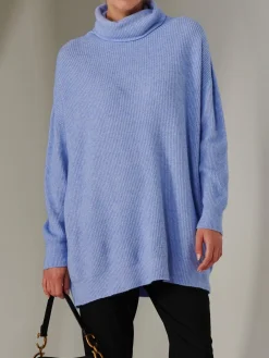 Jolie Moi Knitted Jumpers-Made In Italy Rib Knitted Roll Neck Jumper, Grapemist