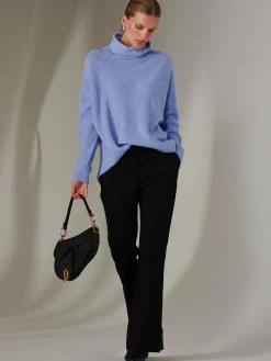 Jolie Moi Knitted Jumpers-Made In Italy Rib Knitted Roll Neck Jumper, Grapemist
