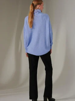 Jolie Moi Knitted Jumpers-Made In Italy Rib Knitted Roll Neck Jumper, Grapemist