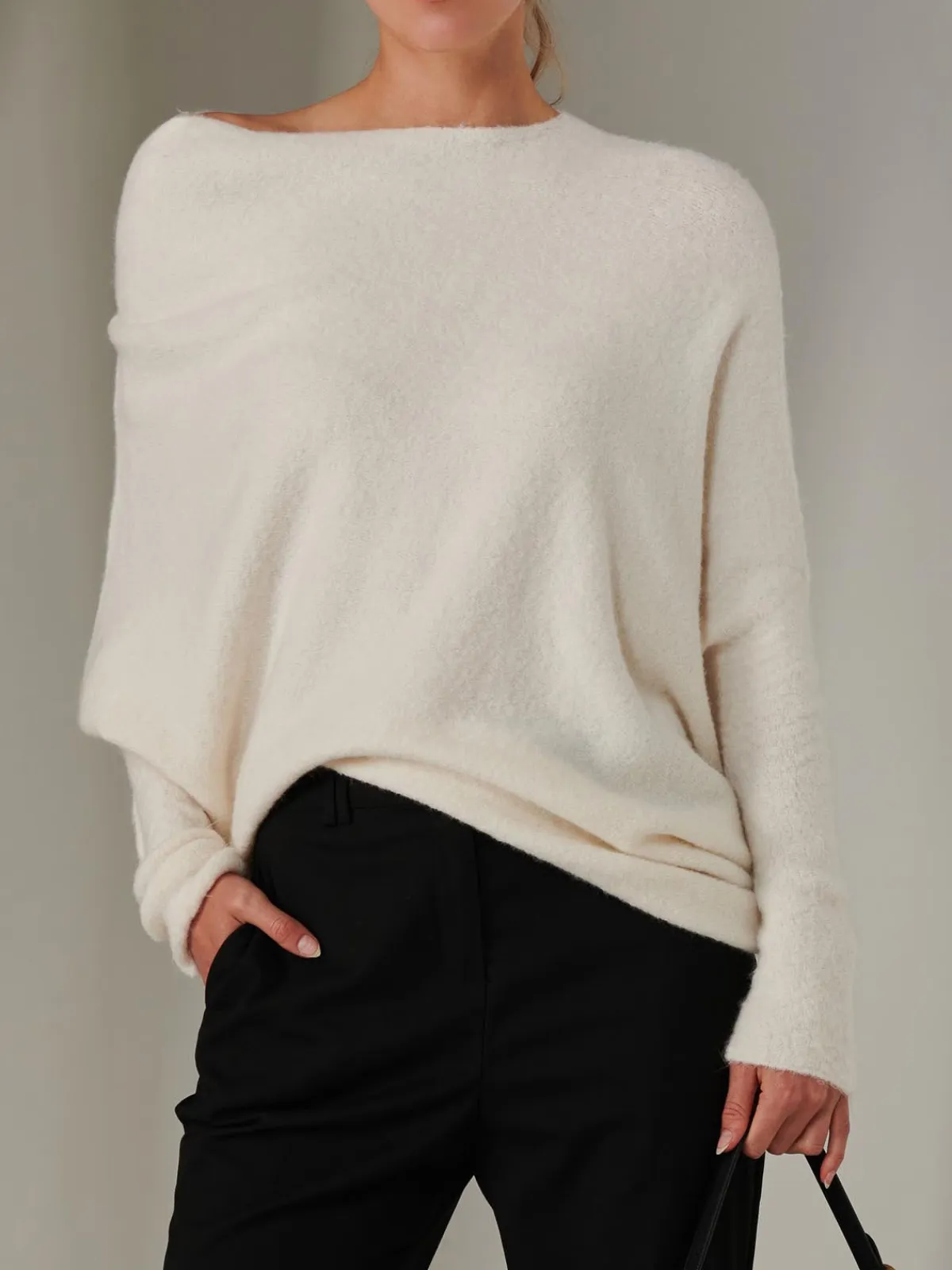 Jolie Moi Knitted Jumpers-Made in Italy Wool Blend Asymmetric Knit Jumper, Calce