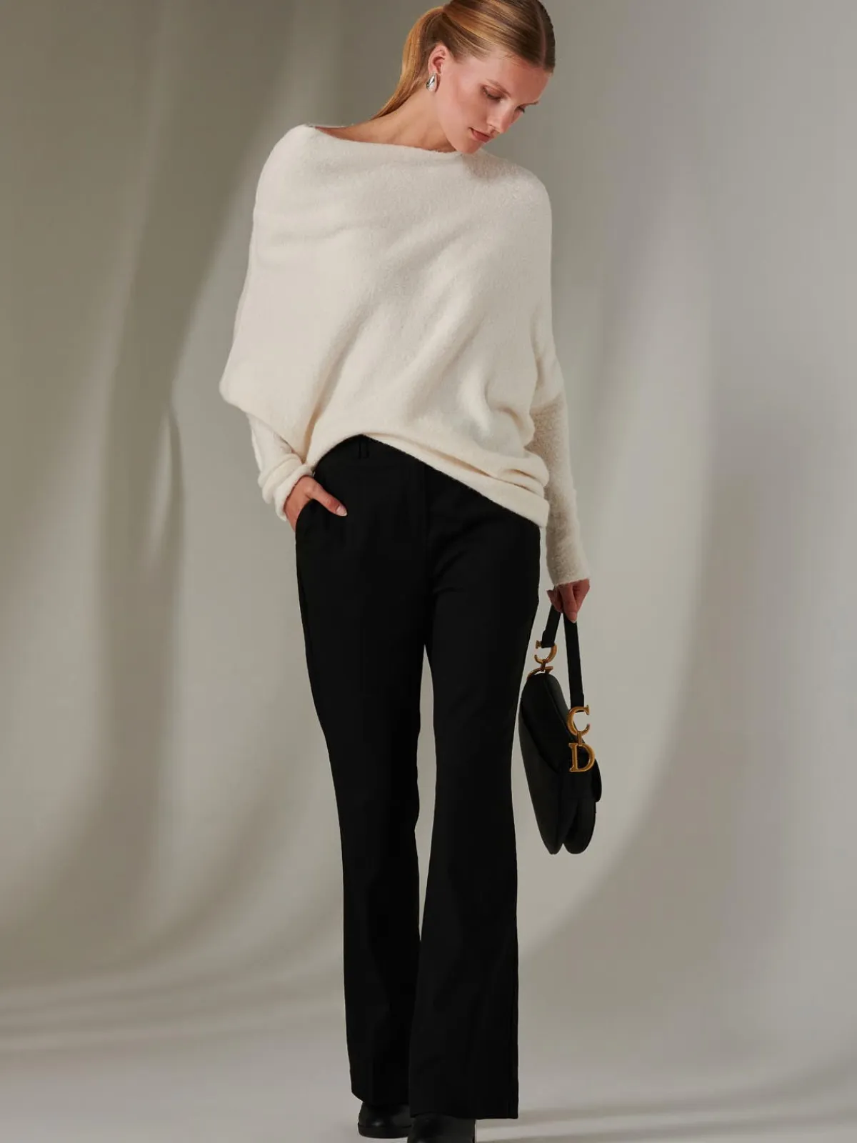Jolie Moi Knitted Jumpers-Made in Italy Wool Blend Asymmetric Knit Jumper, Calce