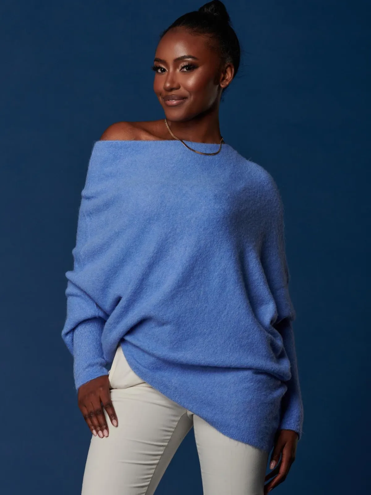 Jolie Moi Knitted Jumpers-Made in Italy Wool Blend Asymmetric Knit Jumper, Grapemist