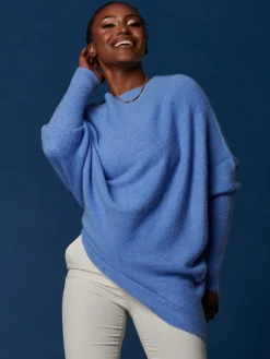 Jolie Moi Knitted Jumpers-Made in Italy Wool Blend Asymmetric Knit Jumper, Grapemist