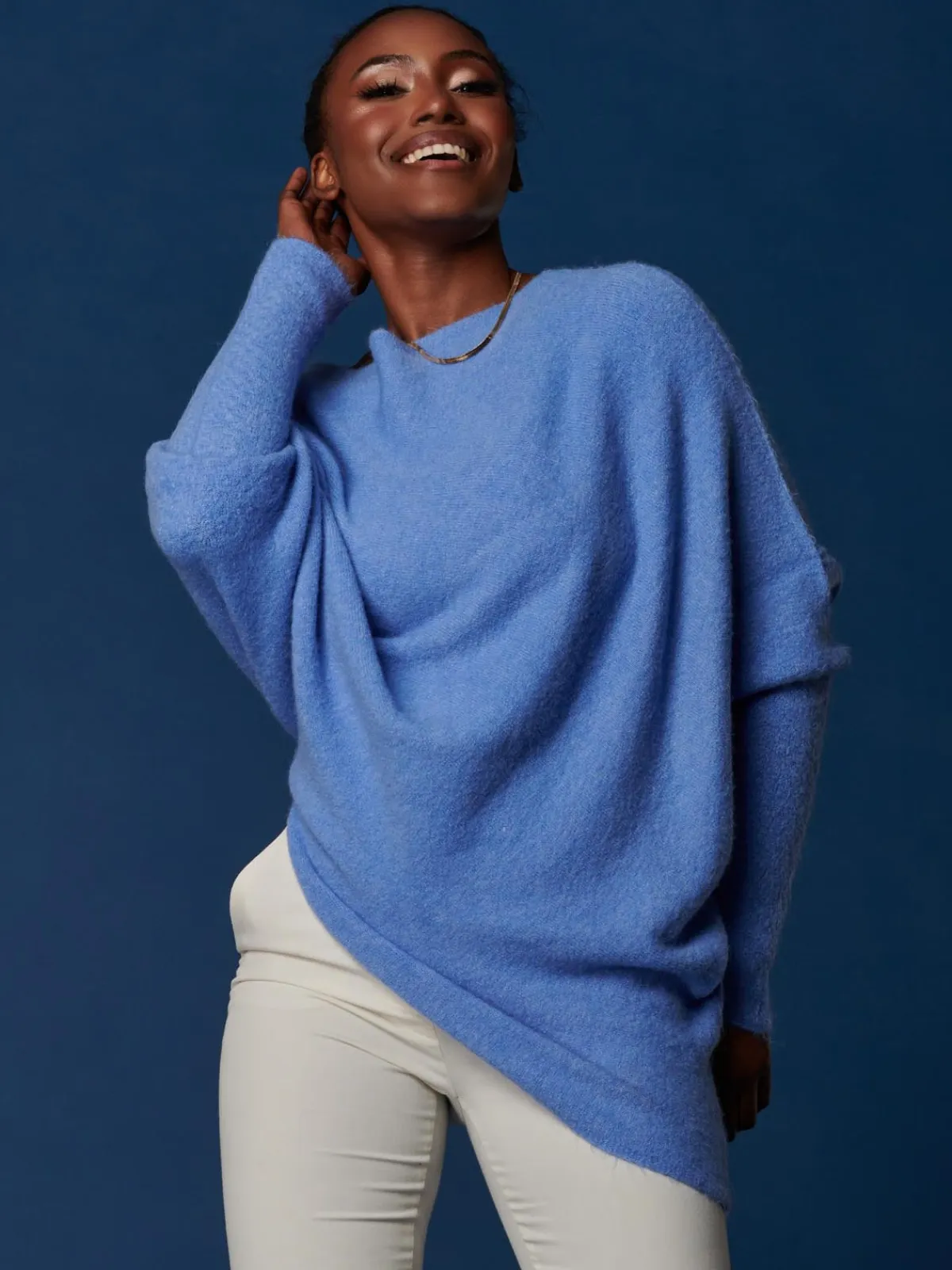 Jolie Moi Knitted Jumpers-Made in Italy Wool Blend Asymmetric Knit Jumper, Grapemist