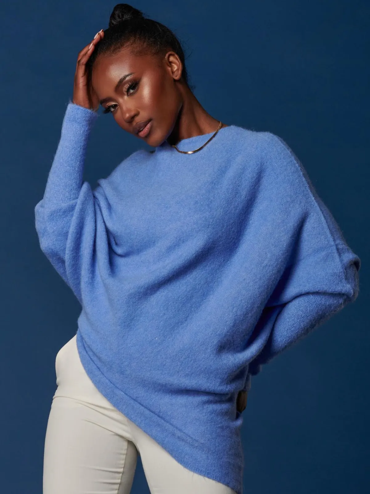 Jolie Moi Knitted Jumpers-Made in Italy Wool Blend Asymmetric Knit Jumper, Grapemist