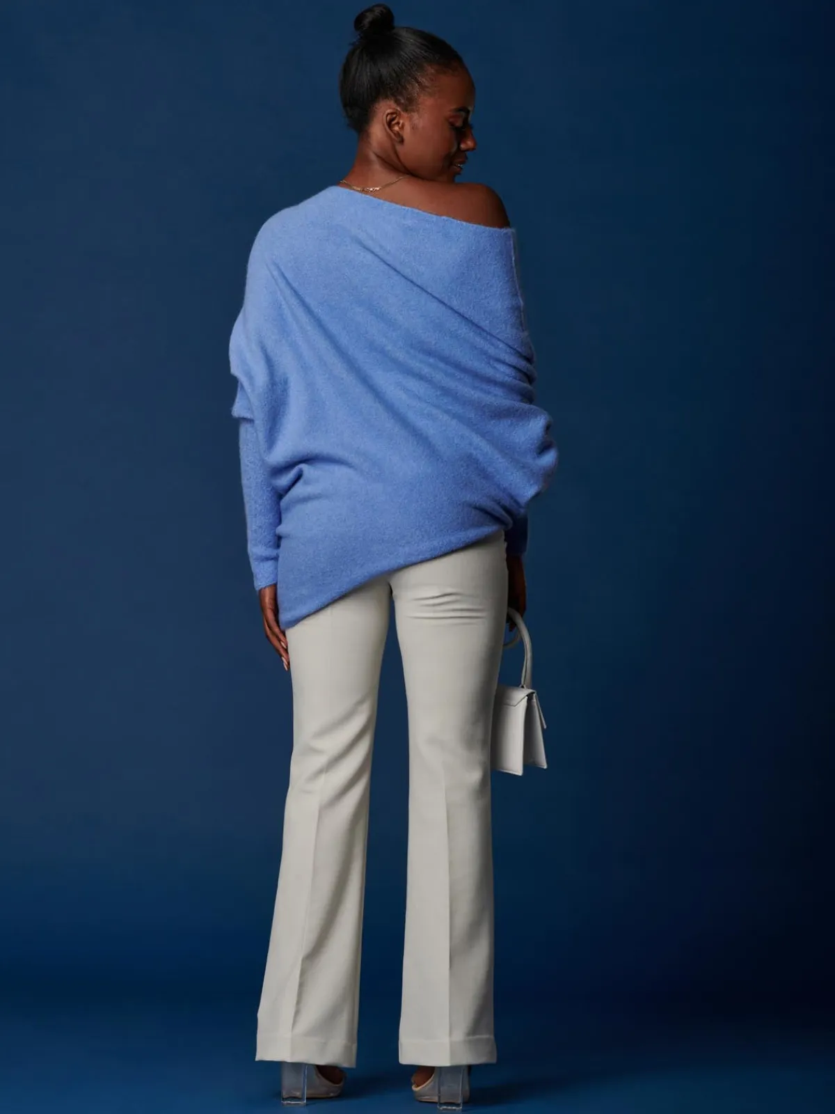 Jolie Moi Knitted Jumpers-Made in Italy Wool Blend Asymmetric Knit Jumper, Grapemist