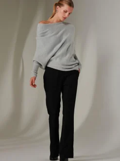 Jolie Moi Knitted Jumpers-Made in Italy Wool Blend Asymmetric Knit Jumper, Perla