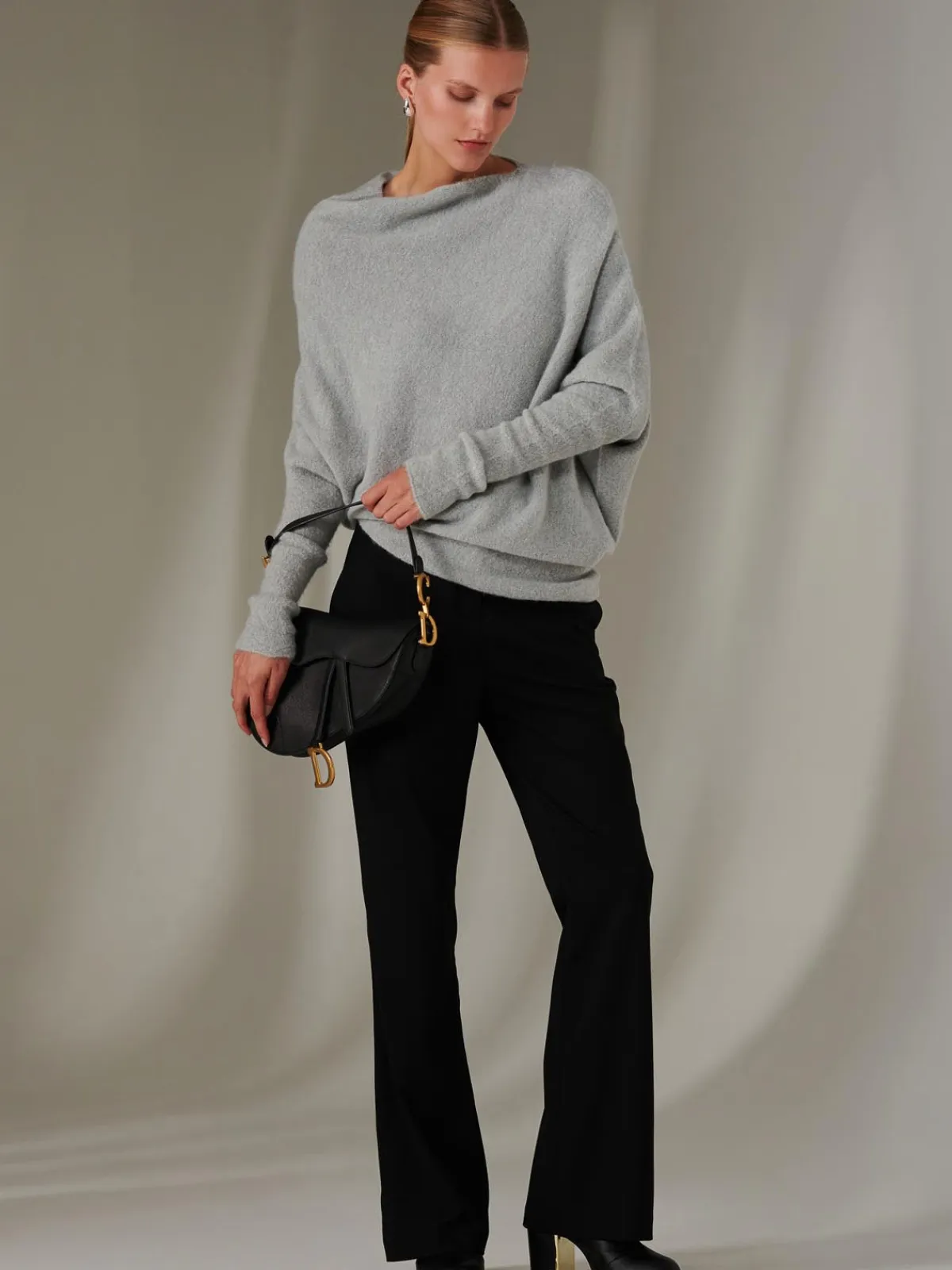 Jolie Moi Knitted Jumpers-Made in Italy Wool Blend Asymmetric Knit Jumper, Perla