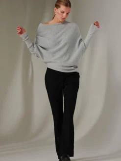 Jolie Moi Knitted Jumpers-Made in Italy Wool Blend Asymmetric Knit Jumper, Perla