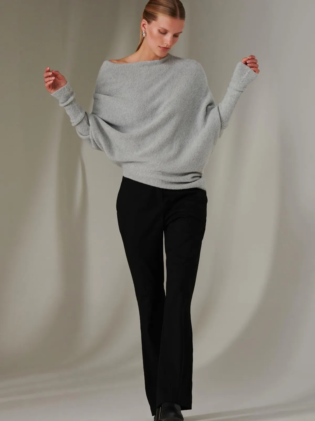 Jolie Moi Knitted Jumpers-Made in Italy Wool Blend Asymmetric Knit Jumper, Perla