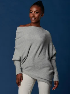 Jolie Moi Knitted Jumpers-Made in Italy Wool Blend Asymmetric Knit Jumper, Perla