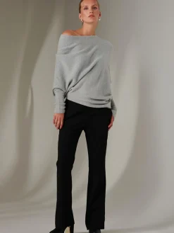Jolie Moi Knitted Jumpers-Made in Italy Wool Blend Asymmetric Knit Jumper, Perla