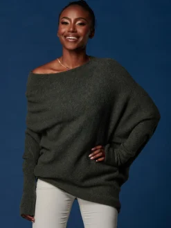 Jolie Moi Knitted Jumpers-Made in Italy Wool Blend Asymmetric Knit Jumper, Rosin