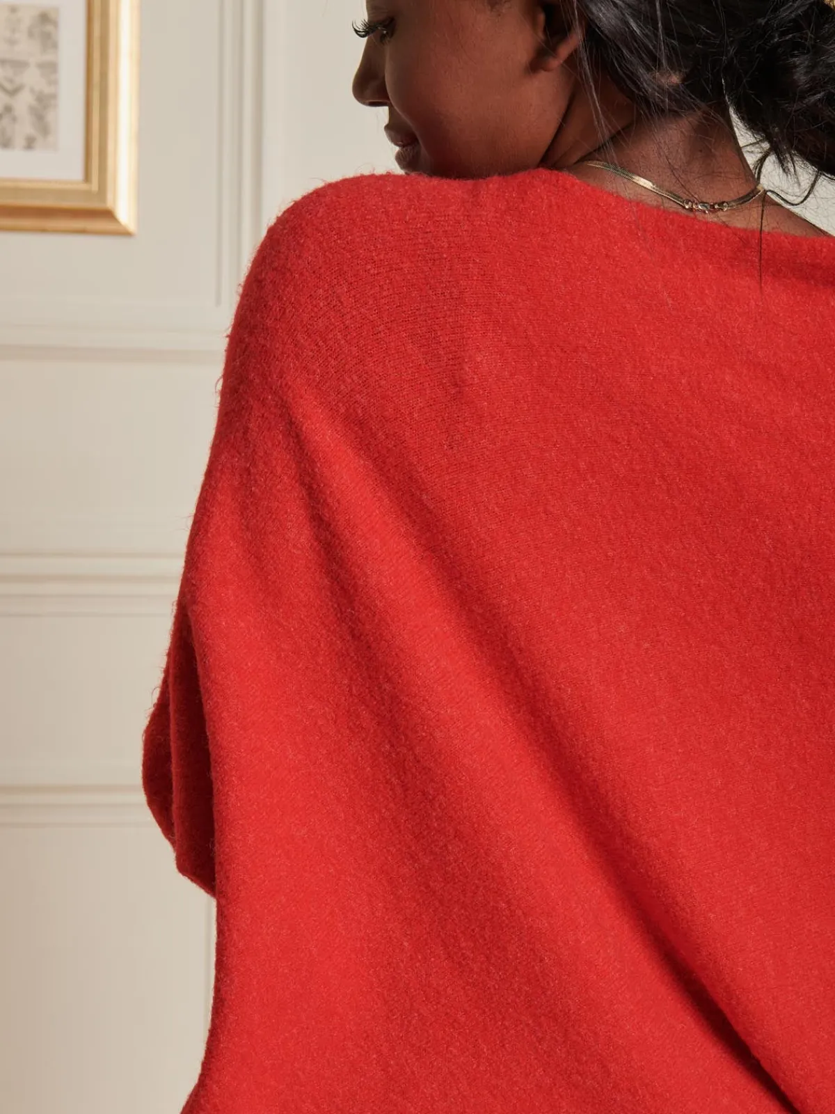 Jolie Moi Knitted Jumpers-Made in Italy Wool Blend Asymmetric Knit Jumper, Scarlet Red