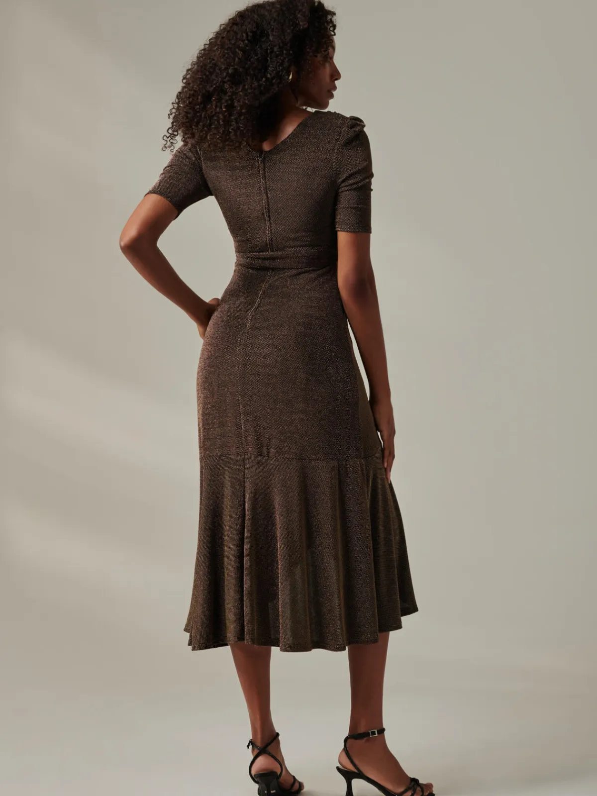 Jolie Moi Occasion Dresses|Party Dresses-Metallic Tie Waist Wrapped Maxi Dress, Black/Gold
