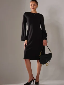 Jolie Moi Occasion Dresses|Office Dresses-Midi A Line Dress, Black