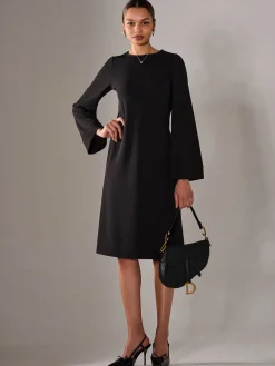 Jolie Moi Occasion Dresses|Office Dresses-Midi A Line Dress, Black