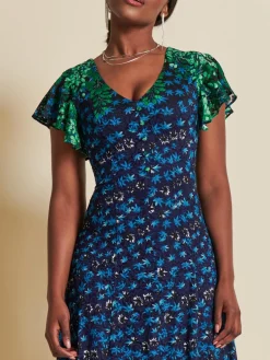 Jolie Moi Occasion Dresses|Signature Lace-Mirrored Print Lace Maxi Dress, Green Multi