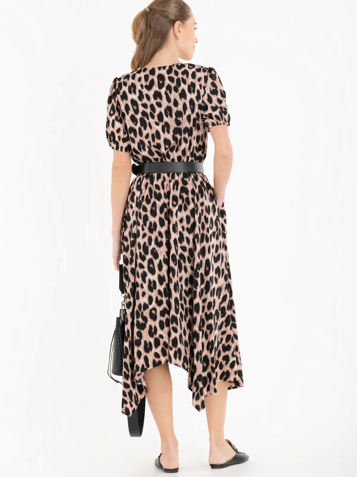 Jolie Moi Office Wear|Weekend Casuals-Nana Hanky Hem Dress, Pink Animal