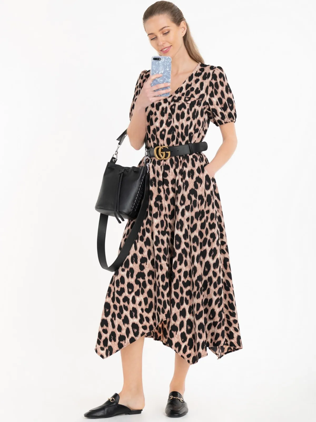 Jolie Moi Office Wear|Weekend Casuals-Nana Hanky Hem Dress, Pink Animal