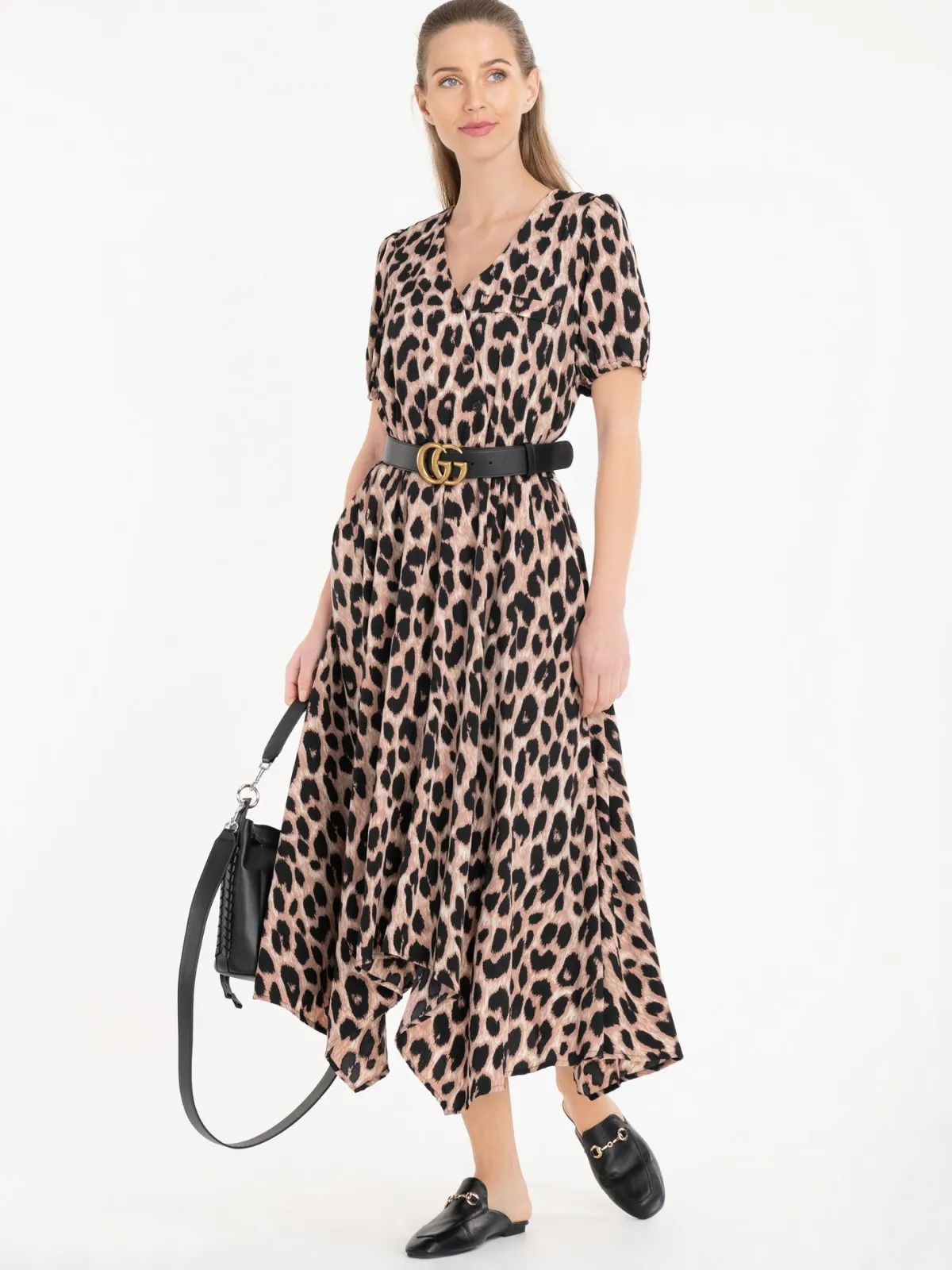 Jolie Moi Office Wear|Weekend Casuals-Nana Hanky Hem Dress, Pink Animal