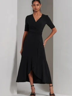 Jolie Moi Occasion Dresses|Jersey Dresses-Olana Jersey Frill Hem Maxi Dress, Black
