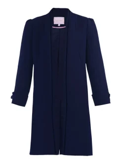 Jolie Moi Mother Of The Bride|Coats & Jackets-Open Neckline Woven Coat, Navy