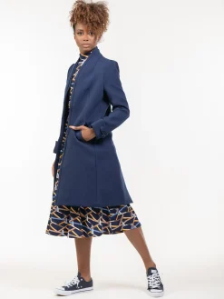 Jolie Moi Mother Of The Bride|Coats & Jackets-Open Neckline Woven Coat, Navy