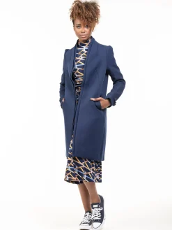 Jolie Moi Mother Of The Bride|Coats & Jackets-Open Neckline Woven Coat, Navy