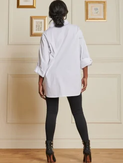 Jolie Moi Tops|Weekend Casuals-Oversized Cotton Shirt, White